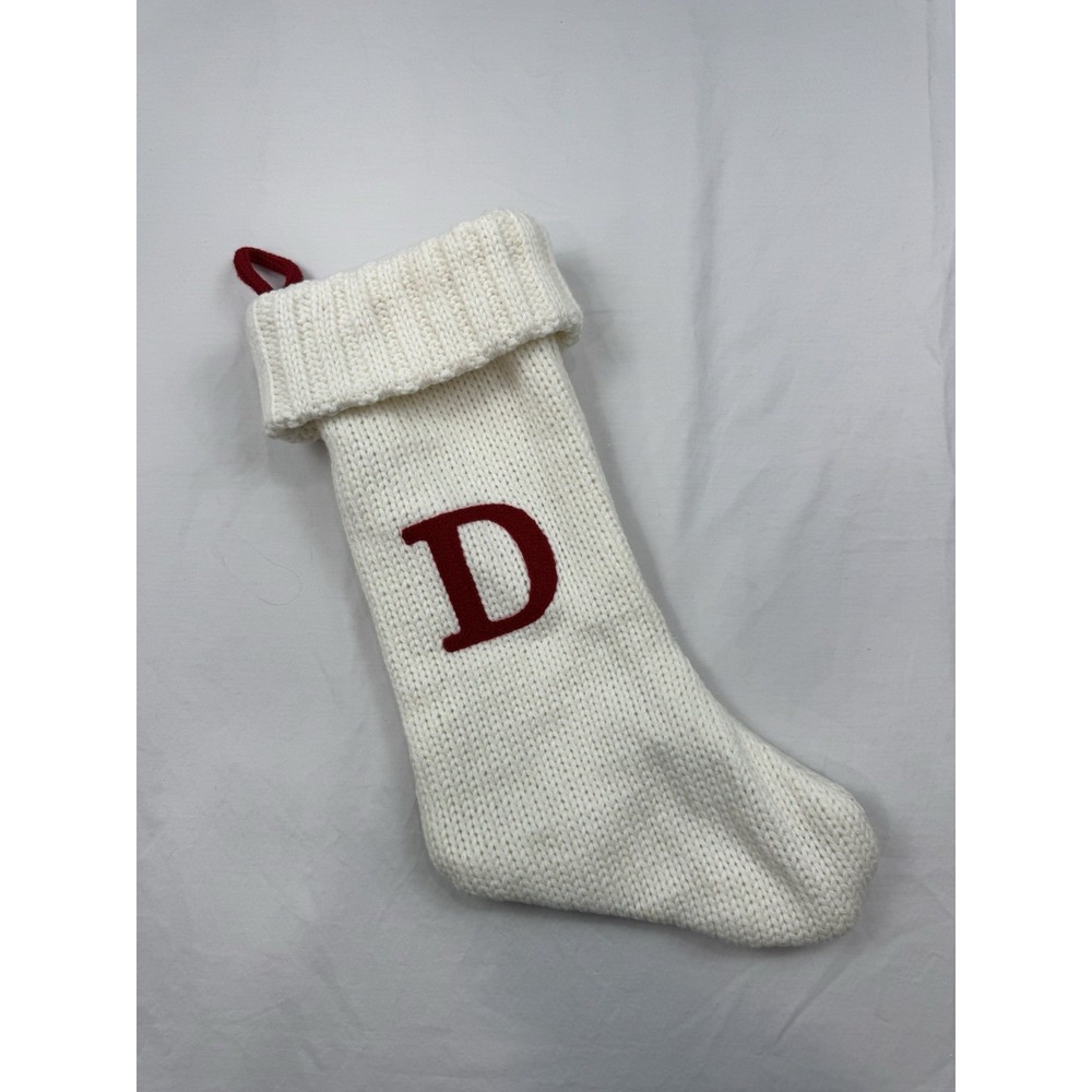 Target Wondershop Christmas Stocking Ivory/White Knit Letter D Satin Lined 19"